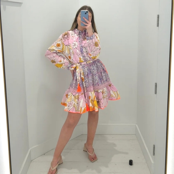 NWT Floral Pink and Orange Dress Cleobella Style.